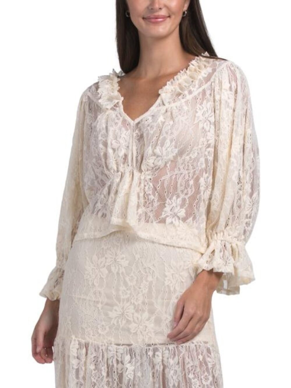 YOUNG FABULOUS & BROKE Claudine Lace Top